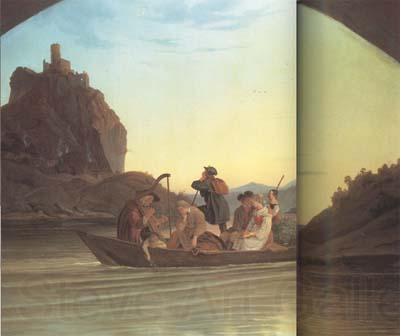Adrian Ludwig Richter Crossing the Elbe in front of the Schreckenstein (mk10) Norge oil painting art